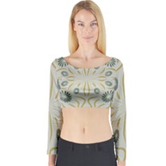 Floral Folk Damask Pattern Fantasy Flowers  Long Sleeve Crop Top by Eskimos