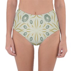 Floral Folk Damask Pattern Fantasy Flowers  Reversible High-waist Bikini Bottoms by Eskimos