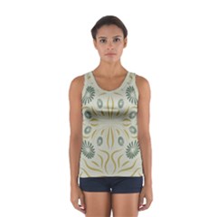 Floral Folk Damask Pattern Fantasy Flowers  Sport Tank Top  by Eskimos