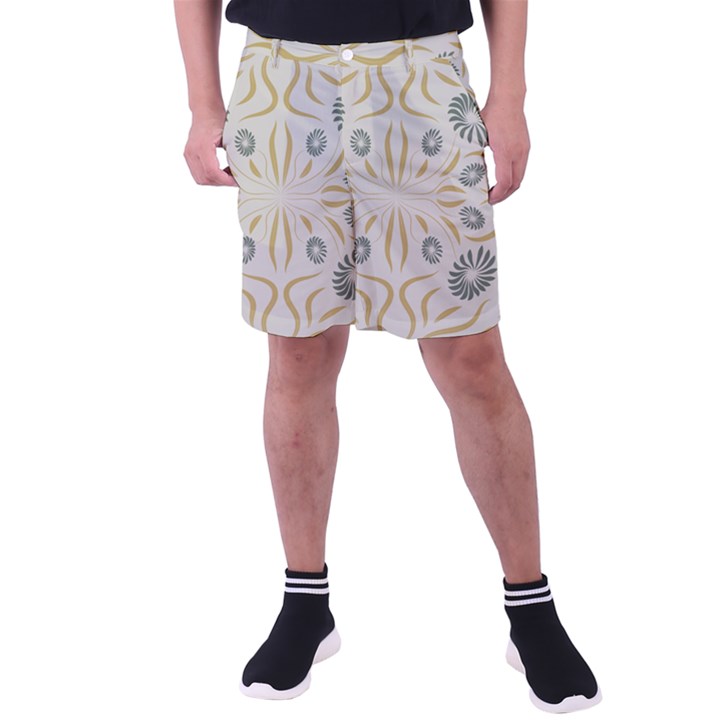 Floral folk damask pattern Fantasy flowers  Men s Pocket Shorts