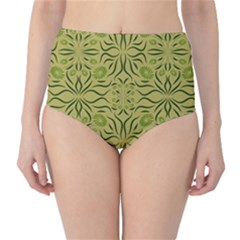 Floral Folk Damask Pattern Fantasy Flowers  Classic High-waist Bikini Bottoms by Eskimos