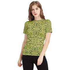 Floral Folk Damask Pattern Fantasy Flowers  Women s Short Sleeve Rash Guard by Eskimos