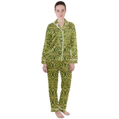 Floral Folk Damask Pattern Fantasy Flowers  Satin Long Sleeve Pajamas Set by Eskimos