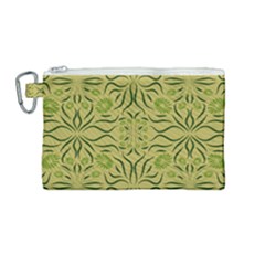 Floral Folk Damask Pattern Fantasy Flowers  Canvas Cosmetic Bag (medium) by Eskimos