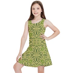 Floral Folk Damask Pattern Fantasy Flowers  Kids  Lightweight Sleeveless Dress by Eskimos