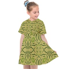 Floral Folk Damask Pattern Fantasy Flowers  Kids  Sailor Dress by Eskimos