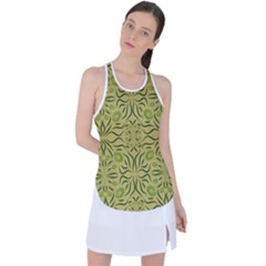 Floral Folk Damask Pattern Fantasy Flowers  Racer Back Mesh Tank Top by Eskimos