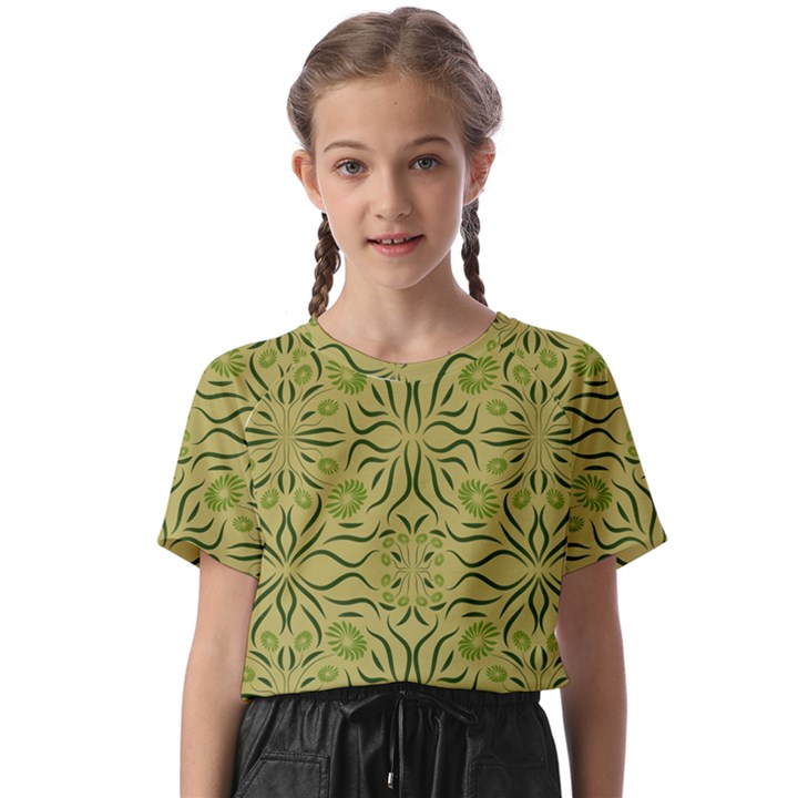 Floral folk damask pattern Fantasy flowers  Kids  Basic Tee