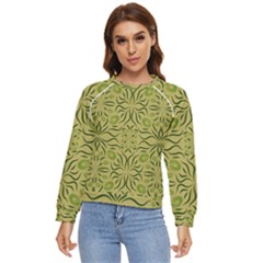 Floral Folk Damask Pattern Fantasy Flowers  Women s Long Sleeve Raglan Tee