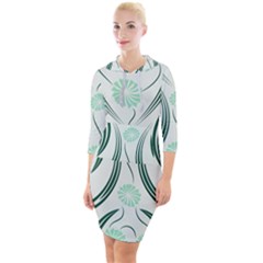 Folk Flowers Print Floral Pattern Ethnic Art Quarter Sleeve Hood Bodycon Dress by Eskimos