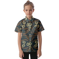 Folk Flowers Print Floral Pattern Ethnic Art Kids  Short Sleeve Shirt by Eskimos