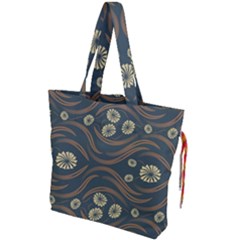 Folk Flowers Print Floral Pattern Ethnic Art Drawstring Tote Bag by Eskimos