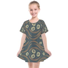 Folk Flowers Print Floral Pattern Ethnic Art Kids  Smock Dress by Eskimos