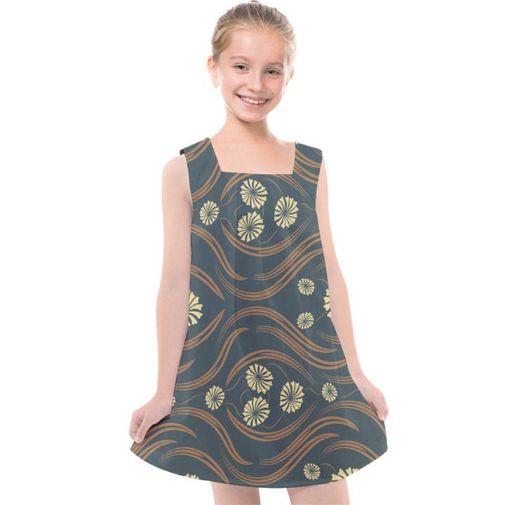 Folk flowers print Floral pattern Ethnic art Kids  Cross Back Dress