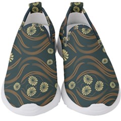 Folk Flowers Print Floral Pattern Ethnic Art Kids  Slip On Sneakers by Eskimos