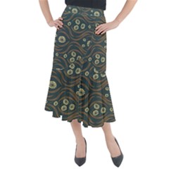 Folk Flowers Print Floral Pattern Ethnic Art Midi Mermaid Skirt by Eskimos