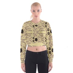 Folk Flowers Print Floral Pattern Ethnic Art Cropped Sweatshirt by Eskimos