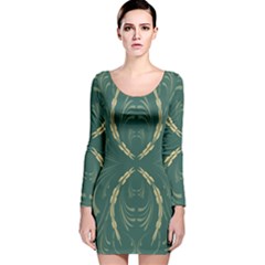 Floral Folk Damask Pattern Fantasy Flowers  Long Sleeve Velvet Bodycon Dress by Eskimos