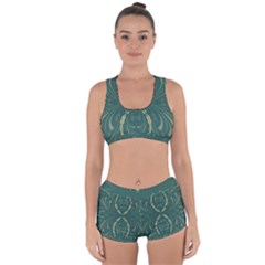 Floral Folk Damask Pattern Fantasy Flowers  Racerback Boyleg Bikini Set by Eskimos