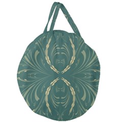 Floral Folk Damask Pattern Fantasy Flowers  Giant Round Zipper Tote by Eskimos