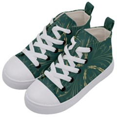 Floral Folk Damask Pattern Fantasy Flowers  Kids  Mid-top Canvas Sneakers by Eskimos