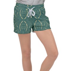 Floral Folk Damask Pattern Fantasy Flowers  Velour Lounge Shorts by Eskimos