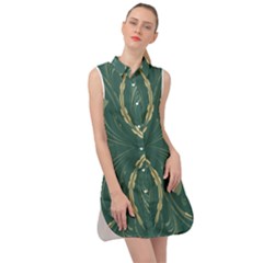 Floral Folk Damask Pattern Fantasy Flowers  Sleeveless Shirt Dress by Eskimos