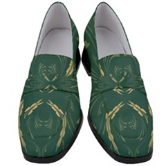 Floral Folk Damask Pattern Fantasy Flowers  Women s Chunky Heel Loafers by Eskimos