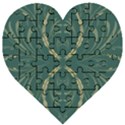 Floral folk damask pattern Fantasy flowers  Wooden Puzzle Heart View1