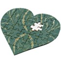 Floral folk damask pattern Fantasy flowers  Wooden Puzzle Heart View2