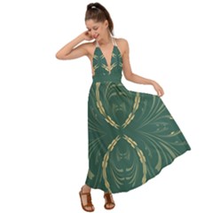 Floral Folk Damask Pattern Fantasy Flowers  Backless Maxi Beach Dress by Eskimos