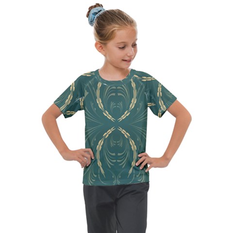 Floral Folk Damask Pattern Fantasy Flowers  Kids  Mesh Piece Tee by Eskimos