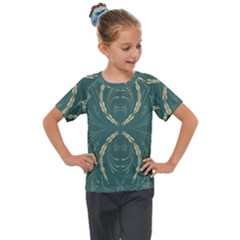 Floral Folk Damask Pattern Fantasy Flowers  Kids  Mesh Piece Tee