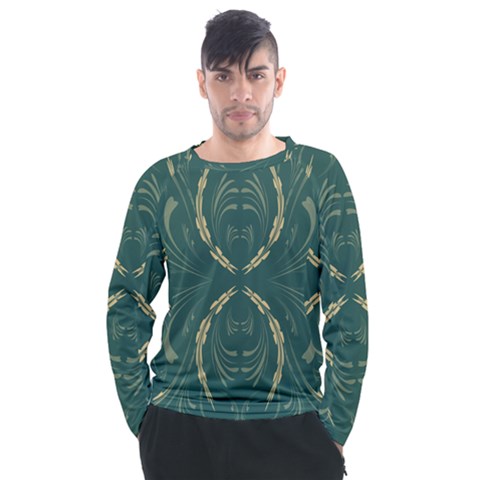 Floral Folk Damask Pattern Fantasy Flowers  Men s Long Sleeve Raglan Tee by Eskimos