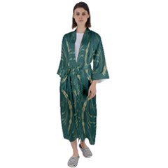 Floral Folk Damask Pattern Fantasy Flowers  Maxi Satin Kimono by Eskimos