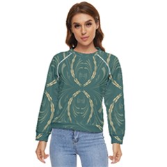 Floral Folk Damask Pattern Fantasy Flowers  Women s Long Sleeve Raglan Tee