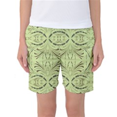 Floral Folk Damask Pattern Fantasy Flowers  Women s Basketball Shorts by Eskimos