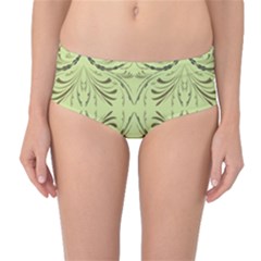 Floral Folk Damask Pattern Fantasy Flowers  Mid-waist Bikini Bottoms by Eskimos