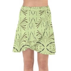 Floral Folk Damask Pattern Fantasy Flowers  Wrap Front Skirt by Eskimos