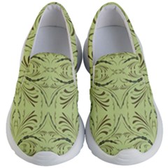 Floral Folk Damask Pattern Fantasy Flowers  Kids Lightweight Slip Ons by Eskimos