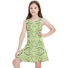 Floral Folk Damask Pattern Fantasy Flowers  Kids  Lightweight Sleeveless Dress by Eskimos