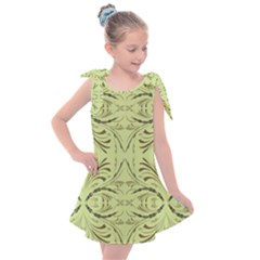 Floral Folk Damask Pattern Fantasy Flowers  Kids  Tie Up Tunic Dress by Eskimos