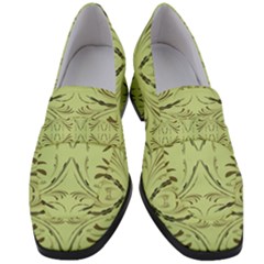 Floral Folk Damask Pattern Fantasy Flowers  Women s Chunky Heel Loafers by Eskimos