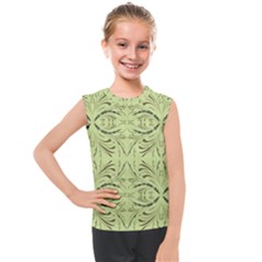 Floral Folk Damask Pattern Fantasy Flowers  Kids  Mesh Tank Top by Eskimos