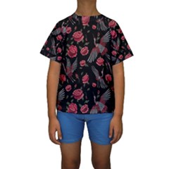 Cranes N Roses Kids  Short Sleeve Swimwear by HWDesign