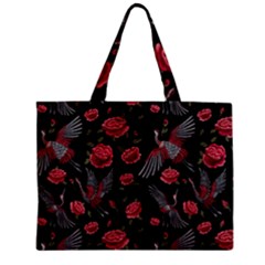 Cranes N Roses Zipper Mini Tote Bag by HWDesign