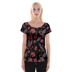 Cranes N Roses Cap Sleeve Top by HWDesign