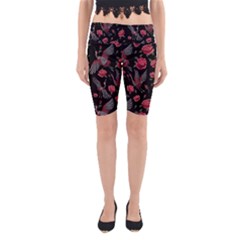 Cranes N Roses Yoga Cropped Leggings by HWDesign