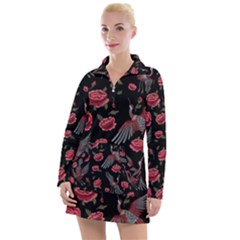 Cranes N Roses Women s Long Sleeve Casual Dress by HWDesign