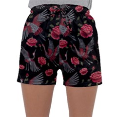 Cranes N Roses Women s Satin Sleepwear Shorts by HWDesign